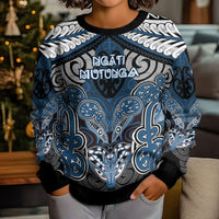Aotearoa Iwi Ngati Mutunga Personalised Kid Ugly Christmas Sweater Maori Kowhaiwhai Pattern