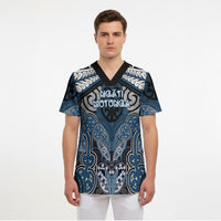 Aotearoa Iwi Ngati Mutunga Personalised Scrub Top Maori Kowhaiwhai Pattern