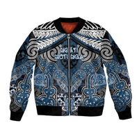 Aotearoa Iwi Ngati Mutunga Personalised Sleeve Zip Bomber Jacket Maori Kowhaiwhai Pattern