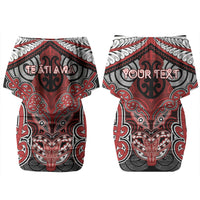 Aotearoa Iwi Te Ati Awa Personalised Couples Matching Off Shoulder Short Dress and Long Sleeve Button Shirt Maori Kowhaiwhai Pattern