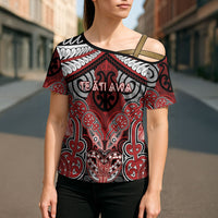 Aotearoa Iwi Te Ati Awa Personalised Cross Shoulder Shirt Maori Kowhaiwhai Pattern