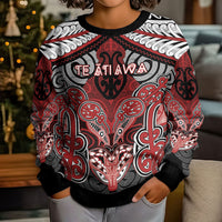 Aotearoa Iwi Te Ati Awa Personalised Kid Ugly Christmas Sweater Maori Kowhaiwhai Pattern