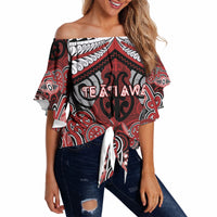 Aotearoa Iwi Te Ati Awa Personalised Off Shoulder Wrap Waist Top Maori Kowhaiwhai Pattern
