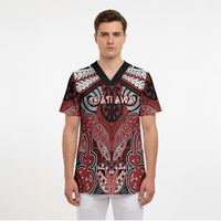 Aotearoa Iwi Te Ati Awa Personalised Scrub Top Maori Kowhaiwhai Pattern