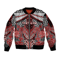 Aotearoa Iwi Te Ati Awa Personalised Sleeve Zip Bomber Jacket Maori Kowhaiwhai Pattern