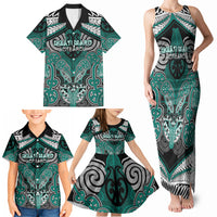 Aotearoa Iwi Ngati Maru Personalised Family Matching Tank Maxi Dress and Hawaiian Shirt Maori Kowhaiwhai Pattern