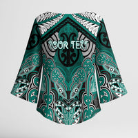 Aotearoa Iwi Ngati Maru Personalised Kimono Sleeve Blouse Maori Kowhaiwhai Pattern