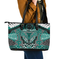 Aotearoa Iwi Ngati Maru Leather Tote Bag Maori Kowhaiwhai Pattern