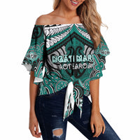 Aotearoa Iwi Ngati Maru Personalised Off Shoulder Wrap Waist Top Maori Kowhaiwhai Pattern