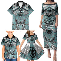 Aotearoa Iwi Ngati Paoa Personalised Family Matching Puletasi and Hawaiian Shirt Maori Kowhaiwhai Pattern