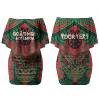 Aotearoa Iwi Ngati Hine Personalised Couples Matching Off Shoulder Short Dress and Hawaiian Shirt Maori Kowhaiwhai Pattern