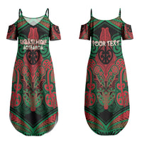 Aotearoa Iwi Ngati Hine Personalised Couples Matching Summer Maxi Dress and Long Sleeve Button Shirt Maori Kowhaiwhai Pattern