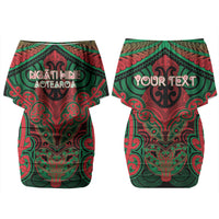 Aotearoa Iwi Ngati Hine Personalised Family Matching Off Shoulder Short Dress and Hawaiian Shirt Maori Kowhaiwhai Pattern
