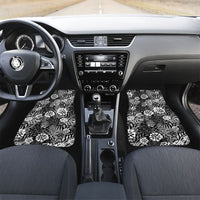 Black Aloha Hawaiian Car Mats Monstera Hibiscus Tropical Pattern