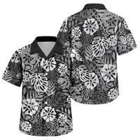 Black Aloha Hawaiian Family Matching Puletasi and Hawaiian Shirt Monstera Hibiscus Tropical Pattern