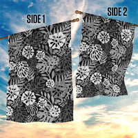 Black Aloha Hawaiian Garden Flag Monstera Hibiscus Tropical Pattern
