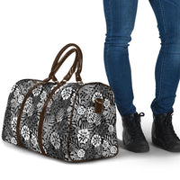 Black Aloha Hawaiian Travel Bag Monstera Hibiscus Tropical Pattern