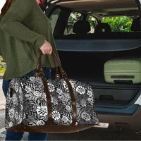 Black Aloha Hawaiian Travel Bag Monstera Hibiscus Tropical Pattern