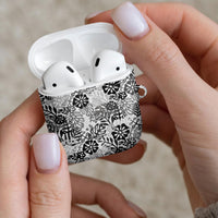 White Aloha Hawaiian AirPods Case Monstera Hibiscus Tropical Pattern