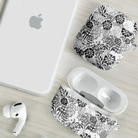 White Aloha Hawaiian AirPods Case Monstera Hibiscus Tropical Pattern