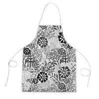 White Aloha Hawaiian Apron Monstera Hibiscus Tropical Pattern