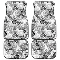 White Aloha Hawaiian Car Mats Monstera Hibiscus Tropical Pattern