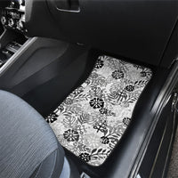 White Aloha Hawaiian Car Mats Monstera Hibiscus Tropical Pattern