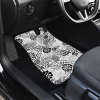 White Aloha Hawaiian Car Mats Monstera Hibiscus Tropical Pattern