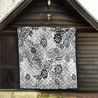 White Aloha Hawaiian Quilt Monstera Hibiscus Tropical Pattern