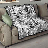 White Aloha Hawaiian Quilt Monstera Hibiscus Tropical Pattern