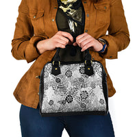 White Aloha Hawaiian Shoulder Handbag Monstera Hibiscus Tropical Pattern