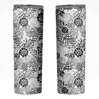 White Aloha Hawaiian Skinny Tumbler Monstera Hibiscus Tropical Pattern