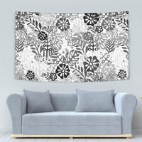 White Aloha Hawaiian Tapestry Monstera Hibiscus Tropical Pattern