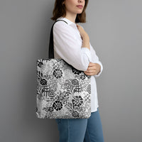 White Aloha Hawaiian Tote Bag Monstera Hibiscus Tropical Pattern