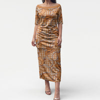 Brown Hawaii Palaka Cowboy Puletasi Hawaiian Paniolo Festival Spirit LT19 Long Dress Brown - Polynesian Pride
