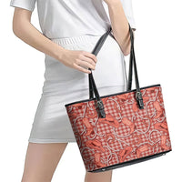 Red Hawaii Palaka Cowboy Leather Tote Bag Hawaiian Paniolo Festival Spirit LT19 - Polynesian Pride