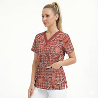Red Hawaii Palaka Cowboy Scrub Top Hawaiian Paniolo Festival Spirit LT19 - Polynesian Pride