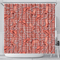 Red Hawaii Palaka Cowboy Shower Curtain Hawaiian Paniolo Festival Spirit LT19 - Polynesian Pride