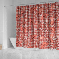 Red Hawaii Palaka Cowboy Shower Curtain Hawaiian Paniolo Festival Spirit LT19 - Polynesian Pride