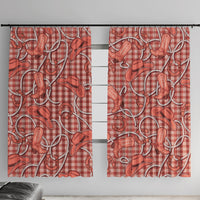 Red Hawaii Palaka Cowboy Window Curtain Hawaiian Paniolo Festival Spirit LT19 With Hooks Red - Polynesian Pride