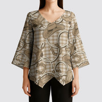 Beige Hawaii Palaka Cowboy Kimono Sleeve Blouse Hawaiian Paniolo Festival Spirit LT19 - Polynesian Pride