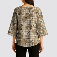 Beige Hawaii Palaka Cowboy Kimono Sleeve Blouse Hawaiian Paniolo Festival Spirit LT19 - Polynesian Pride