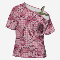 Pink Hawaii Palaka Cowboy Cross Shoulder Shirt Hawaiian Paniolo Festival Spirit LT19 Female Pink - Polynesian Pride