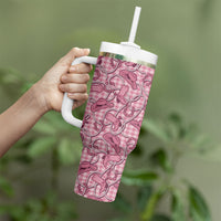 Pink Hawaii Palaka Cowboy Tumbler With Handle Hawaiian Paniolo Festival Spirit LT19 - Polynesian Pride