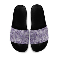 Purple Hawaii Palaka Cowboy Slide Sandals Hawaiian Paniolo Festival Spirit LT19 Purple - Polynesian Pride