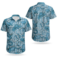 Blue Hawaii Palaka Cowboy Couples Matching Summer Maxi Dress and Hawaiian Shirt Hawaiian Paniolo Festival Spirit LT19 - Polynesian Pride
