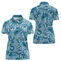 Blue Hawaii Palaka Cowboy Women Polo Shirt Hawaiian Paniolo Festival Spirit LT19 - Polynesian Pride