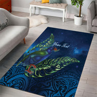 New Zealand Takahe Personalised Area Rug Silver Fern Galaxy Polynesian Pattern