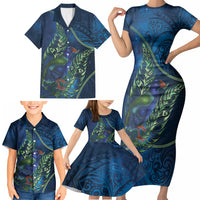 New Zealand Takahe Personalised Family Matching Short Sleeve Bodycon Dress and Hawaiian Shirt Silver Fern Galaxy Polynesian Pattern LT22 - Polynesian Pride