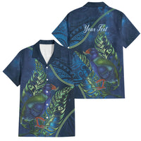 New Zealand Takahe Personalised Family Matching Tank Maxi Dress and Hawaiian Shirt Silver Fern Galaxy Polynesian Pattern LT22 Dad's Shirt - Short Sleeve Blue - Polynesian Pride